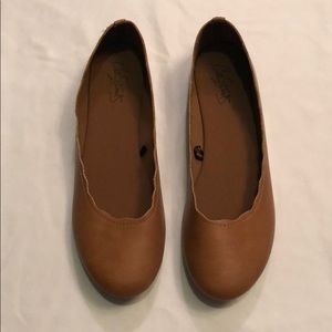 Brown Faux Leather Flats